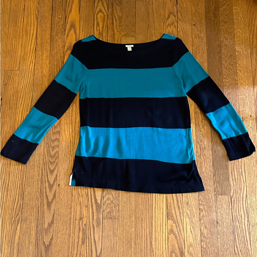 J crew navy and blue stripe top size s